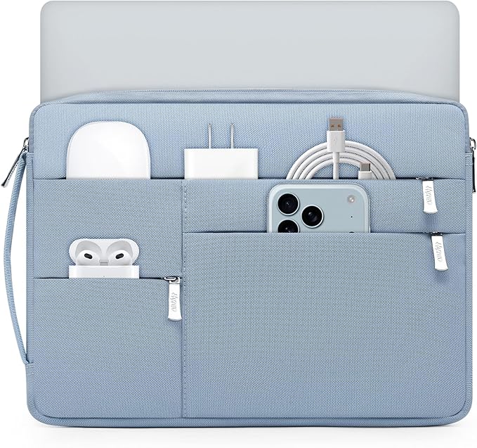 HYZUO 14-15 Inch Laptop Sleeve Bag for MacBook Air 15 M4 M3 M2, MacBook Pro 15, 15" Surface Laptop, XPS 14/15 Plus, Portable NoteBook Case for 14" HP Dell Lenovo ThinkPad Asus, Pale Blue