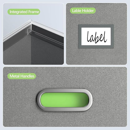 File Organizer Box - File Boxes for Hanging Files with Lid Set of 2 Decorative Hanging Folders Letter Size Organizer with One-Piece Plastic Frame Slides (Grey, 13.2 * 10.1 * 10.1in(2Pack))