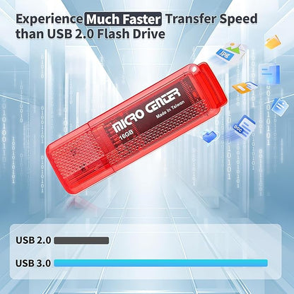 INLAND Micro Center SuperSpeed 10 Pack 16GB USB 3.0 Flash Drive Gum Size Memory Stick Thumb Drive Data Storage Jump Drive, 10X Faster Than USB 2.0 USB Drive (16G 10-Pack)