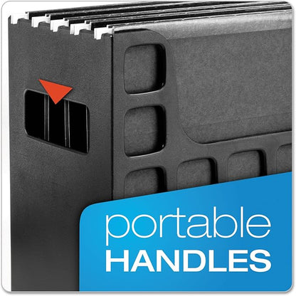 Pendaflex Portable Desktop File, Side Handles, Hanging File Folders, Tabs & Inserts, Letter Size, 9-1/2 x 12-3/16 x 6 Inches, Black (23013)