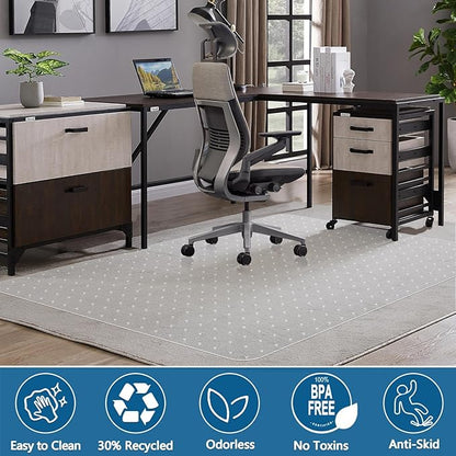 Large Office Carpet Chair Mat, 35” x 55” Desk Chair Mat for Low Pile Carpeted Floors, Easy Glide Floor Protector for Rolling Chair, Plastic Mat for Home, Office (Rectangle)