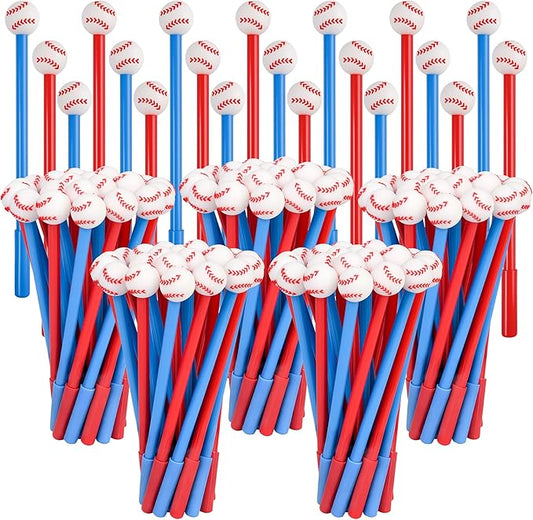 LiYiQ 100 Pcs Baseball Cartoon Cute Fun Pens for Kids Kawaii Baseball Shape Gel Black Ink Pen Cute Baseball Pens for School Office Home Student Kids Present