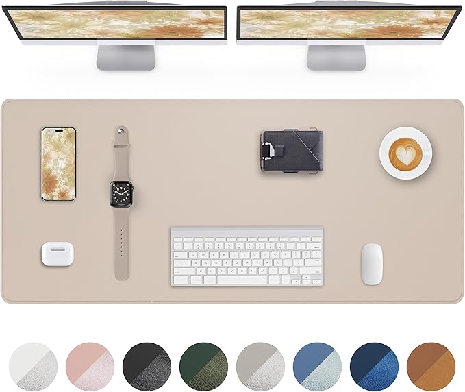 Extra Large Desk Mat - 55"x 17" Non-Slip Desk Pad for Office and Home - Ideal for Large Mouse Pad and Desk Mats on Top of Desks(Beige)