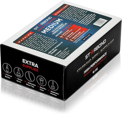 Premium Grade Cyanoacrylate (CA) Medium Super Glue by Starbond - 16 oz. Complete Refill KIT (453g) - with Extra Bottles, Caps, Microtips - for Woodturning, Pen Turning, Hobby, Lapidary, Acrylic Nails