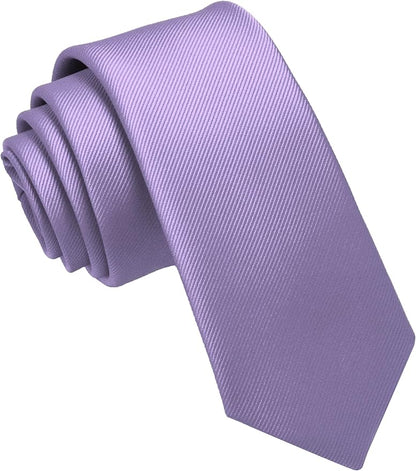 JEMYGINS 2.4" Solid Color Skinny Tie and Pocket Square with Tie Clip Sets for Men (6cm)