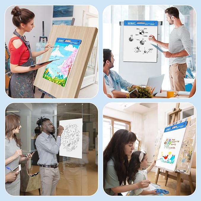 AFMAT Sticky Easel Pads, 15 in x 18 in Anchor Chart Paper, Ink Bleed-Through Resistant Flip Chart Paper for Office/Classroom/Whiteboard/Wall/Windows, 30 Sheets/Pad, 3 Pads