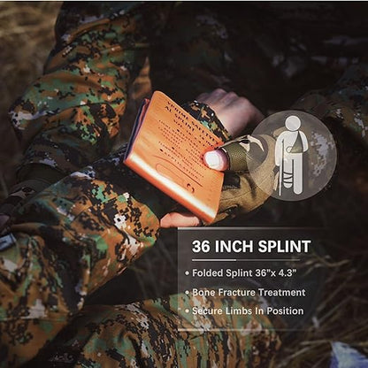 First Aid Splint 36" X 4.3" Orange -Waterproof First Aid Medical Tactical Field Splint For Bone Fracture Treatment (4, Folded)