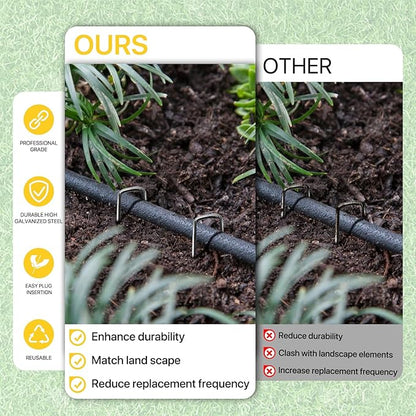 Landscape Staples 6inch,11Gauge Galvanized Lawn Staples, Sturdy Garden Stakes for Effortlessly Securing Weed Barrier Fabric,Ground Stabilization, and Tackling Outdoor Yard Work (6INCH, 100)