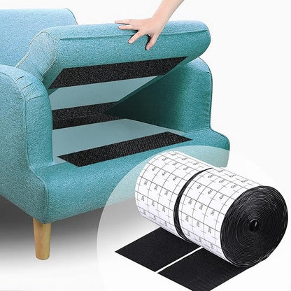 Navona 20Ft x 4 Inch Heavy Duty Hook and Loop Tape with Adhesive, Carpet Anti Slip Rug Gripper, Couch Cushion Grip, Hook and Loop Strips for Home, Office, DIY and Car -Black