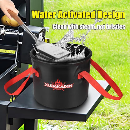 Grill Brush Bristle Free,Unique Steel Fibers Pad [Safe & Efficient] Perfect for Any Grill/Flat Tops Griddles,Safe Grill Cleaner for Outdoor Grill,Gifts for Men/Dad