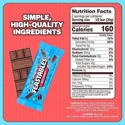 Feastables MrBeast Milk Chocolate Crunch Chocolate Bar, King Size Candy Bar for Adults & Kids, Candy Bars for Snacks, Gifts, & Dessert, Sweet & Creamy Quality Fairtrade Cocoa, 2.1 Oz Each, 10 Count