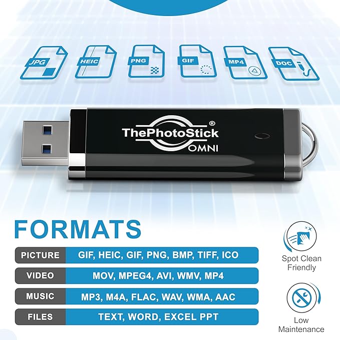 ThePhotoStick® Omni 128GB USB Flash Drive & Memory Stick – Photo & Video Backup for iPhone, Android, Mac & PC – Multiport Connection to Easily Store & Transfer Files