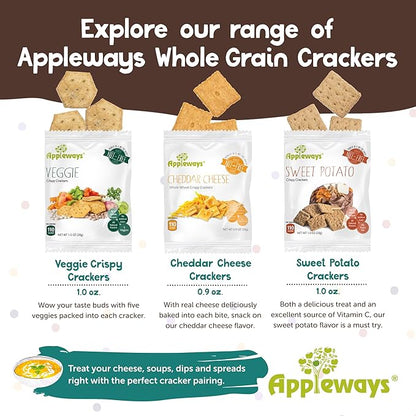 Veggie Crispy Crackers, All-Natural Individually Wrapped Whole Grain Healthy & Crispy Vegetable Crackers, Made in USA, 108 Count, 1.0 Oz by Appleways