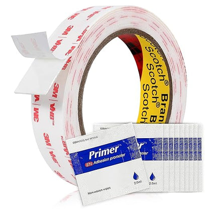 Tapsi Double-Sided Tape Heavy Duty – 1" × 9.85FT Removable Mounting Tape with Adhesion Promoters – Damage-Free Wall Hanging Strips for Pictures, Posters, LED Lights, Car Trim & Painted Concrete