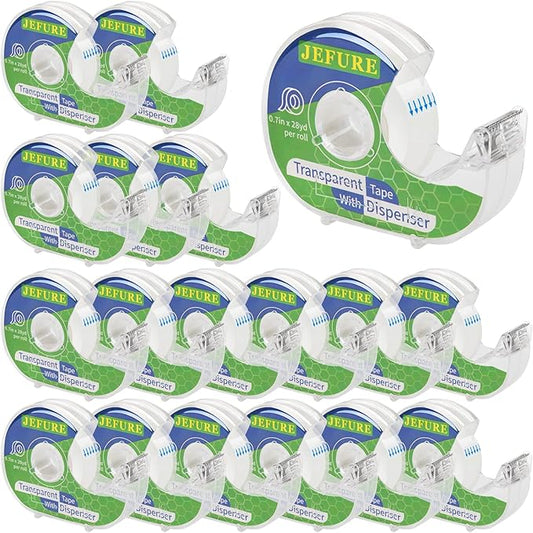 18 Pcs Transparent Tape with Dispenser, 0.7 x 1000 in Clear Tape Rolls Bulk, Office Tape Refills for Desk, Craft, and Gift Wrapping