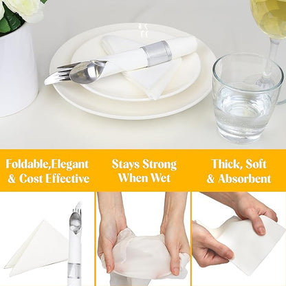 AMERICAN HOMESTEAD Paper Napkins - Yellow Disposable Linen-Like Dinner Napkins - Restaurant-Quality Table Serviettes for Weddings, Parties, and Events - 15.75" x 15.75" - 50 Count