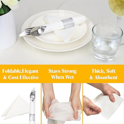 American Homestead Paper Napkins – Disposable Linen-Like Dinner Napkins for Weddings, Parties & Restaurants – 15.75" x 15.75" Green, 100 Count Bulk Pack