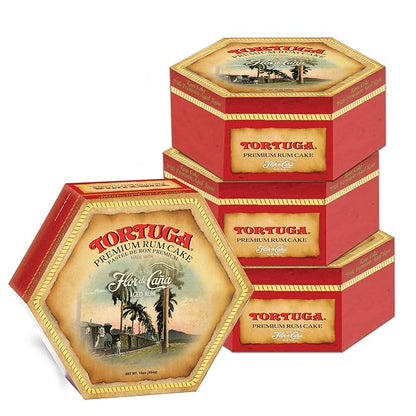 TORTUGA Caribbean Flor de Cana Rum Cake w/walnuts- 16 oz Rum Cake - 4 Pack - The Perfect Premium Gourmet Gift for Stocking Stuffers, Gift Baskets, and Christmas Gifts