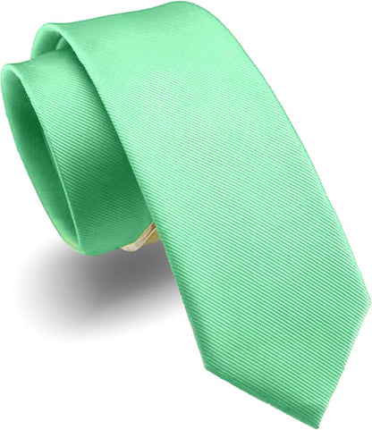 JEMYGINS 2.4" Solid Color Skinny Tie Slim Necktie for Men