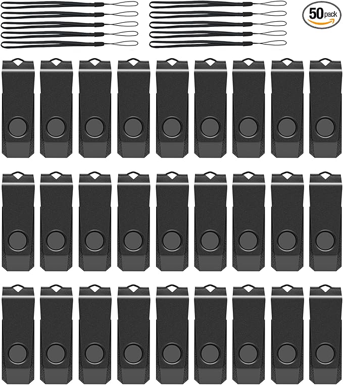 4GB Bulk Flash Drive 50 Pack AGECASH USB 2.0 Flash Drives Pack Thumb Drive Bulk USB Drive Multipack 4GB with Lanyards (Black)