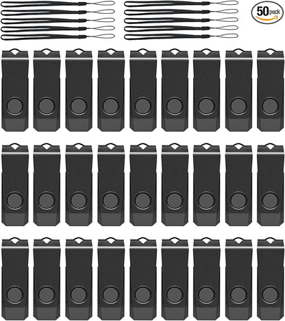 4GB Bulk Flash Drive 50 Pack AGECASH USB 2.0 Flash Drives Pack Thumb Drive Bulk USB Drive Multipack 4GB with Lanyards (Black)