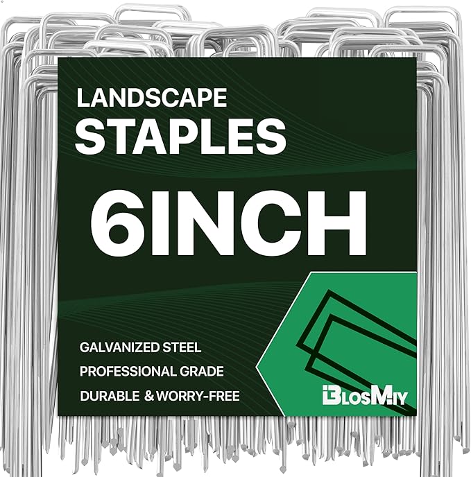 Landscape Staples 6inch,11Gauge Galvanized Lawn Staples, Sturdy Garden Stakes for Effortlessly Securing Weed Barrier Fabric,Ground Stabilization, and Tackling Outdoor Yard Work (6INCH, 500)