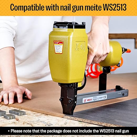 meite Corrugated Fasteners MC138 25 Gauge 1-Inch Crown 3/8-Inch Length Staples Corrugated W Fasteners for Pneumatic Corrugated Tools, for Woodworking Projects (1,200 Counts/Box)