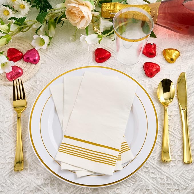 100 Pack Paper Napkins Guest Towels Disposable Premium Quality 3-ply Dinner Napkins Disposable Soft, Absorbent, Party Napkins Wedding Napkins for Kitchen, Parties, Dinners or Events