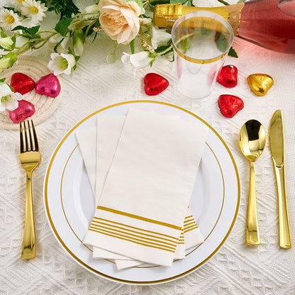 100 Pack Paper Napkins Guest Towels Disposable Premium Quality 3-ply Dinner Napkins Disposable Soft, Absorbent, Party Napkins Wedding Napkins for Kitchen, Parties, Dinners or Events