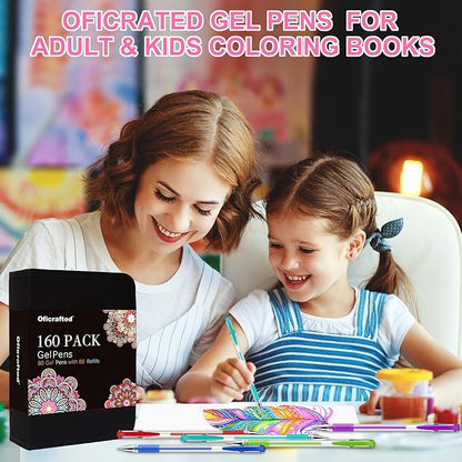 160 Pack Gel Pens for Adult Coloring Book, 80 Colors Gel Pens Colored with 80 Rifills, Glitter Gel Pens for Artists Drawing & Painting