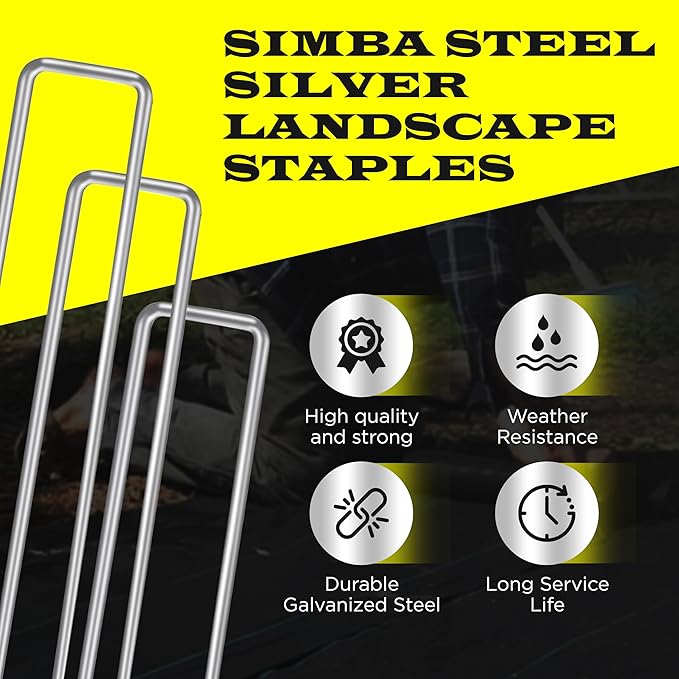 75 Pack x 10 Inch Landscape Staples Galvanised, Fabric Pins, 11 Gauge, Garden Staples, Tent Stakes, Fabric Pins for Lawn, Fence, Tent, Decoration, Weed Barrier, Outdoor. (75 x 10in)