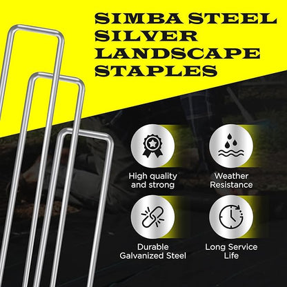 600 Pack x 6 Inch Landscape Staples Galvanised, Fabric Pins, 11 Gauge, Garden Staples, Tent Stakes, Fabric Pins for Lawn, Fence, Tent, Decoration, Weed Barrier, Outdoor. (600 x 6in)