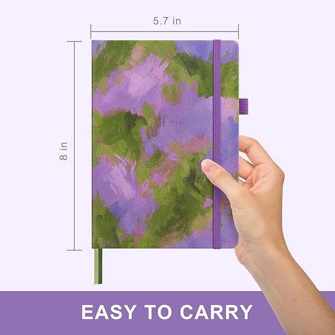 &And Per Se Dotted Journal Notebook, A5 Hardcover Bullet Dotted Journal, 160 Pages 100 gsm Thick Paper, 3 Sheets of Stickers Included - 5.7'' x 8'' (Lavender Grove)