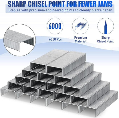 Marspark 10 Pcs Stapler for Desk Office Staplers Bulk with 6000 Staples 25 Sheet Capacity for School Office (Blue)