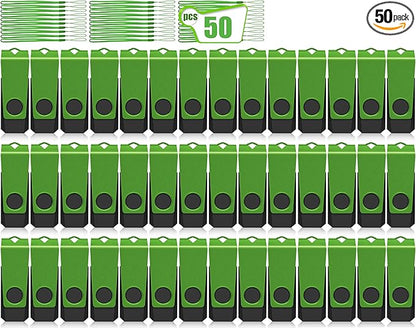 AGECASH 16GB USB Flash Drive 50 Pack Bulk USB Thumb Drive Green Swivel USB 2.0 Flash Drives Memory Stick 16GB USB Drive Pack of 50 Pen Drive Jump Drive Multipack for Data Stroage and Backup