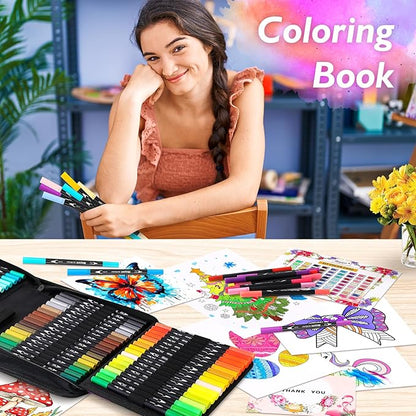 iBayam Art Markers Set, 72 Colors Dual Tip Brush Pens for Adult Coloring Book, Note-Taking, Calligraphy, Journaling, Sketching & Lettering, with Gift Case for Kids Adult Teens School Art Supplies
