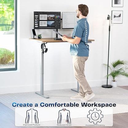 VIVO Electric 48 x 30 in Standing Desk, Memory Height Adjustment, 1B Series, One-Piece Reclaimed Wood Top, Gray Frame, DESK-KIT-1G5P
