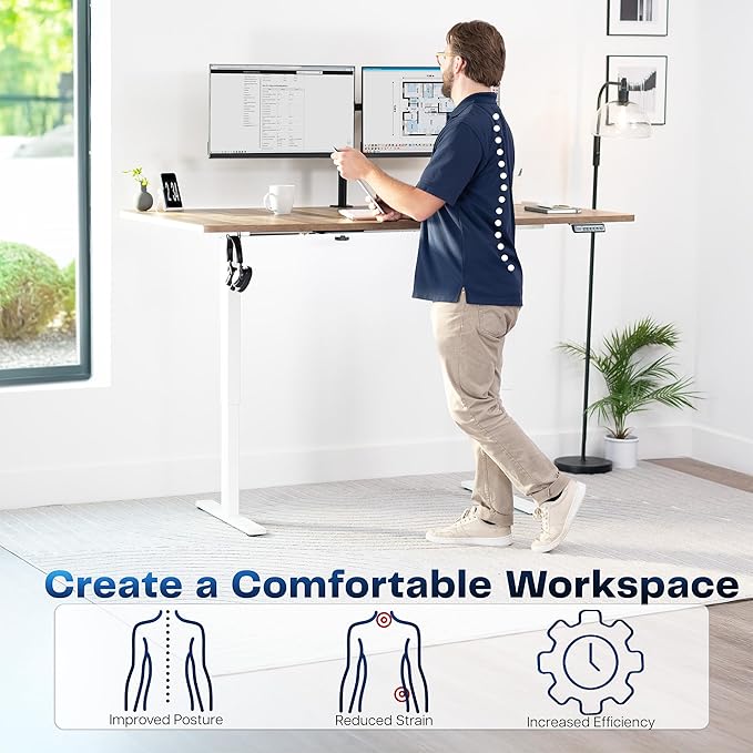 VIVO Electric 71 x 36 in Standing Desk, Memory Height Adjustment, 1B Series, Reclaimed Wood Top White Frame, DESK-KIT-1W7P-36