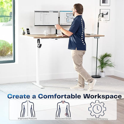 VIVO Electric 71 x 36 in Standing Desk, Memory Height Adjustment, 1B Series, Reclaimed Wood Top White Frame, DESK-KIT-1W7P-36