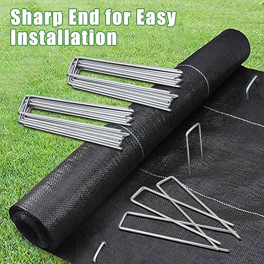 500 Pack Landscape Staples 6 Inch, 11 Gauge Galvanized Steel Garden Stakes, U-Shaped Landscape Pins, Heavy Duty Garden Ground Stakes for Securing Weed Fabric Landscaping Fabric