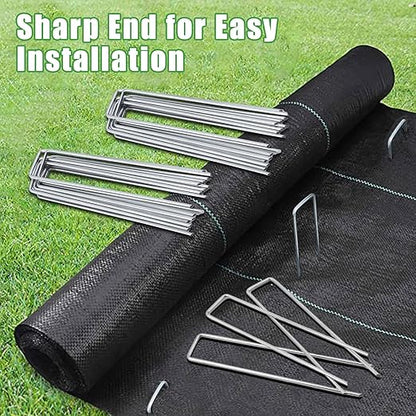 500 Pack Landscape Staples 6 Inch, 11 Gauge Galvanized Steel Garden Stakes, U-Shaped Landscape Pins, Heavy Duty Garden Ground Stakes for Securing Weed Fabric Landscaping Fabric