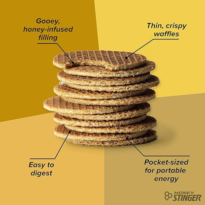 Honey Stinger Organic Energy Waffle Variety Pack, 12 Honey Waffles and 6 Vanilla, Nutritious Stroopwafel Snack for Exercise, Endurance and Performance