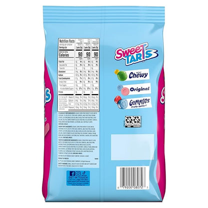 SweeTARTS Ropes Candy, Variety Mix, Cherry Punch, Twisted Rainbow Punch, Tangy Strawberry, Soft and Chewy, 15 oz