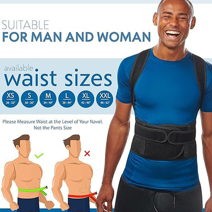 Posture Corrector for Men and Women - Back Brace for Upper and Lower Body Support - Adjustable Straightener with Pain Relief and Muscle Memory (Medium)
