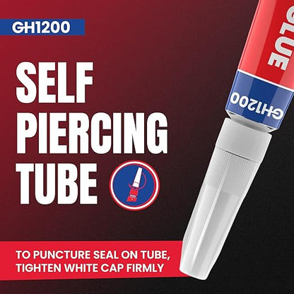 GH1200 - Super Glue for All Purpose - 4 Gram x 16 PCs Super Fast, Thick & Strong Adhesive Superglue - Cyanoacrylate Glue for Hard Plastics, DIY Craft, Ceramics, Frame, Leather, Metal Etc