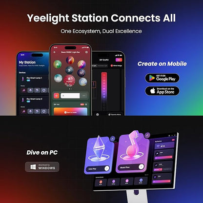 YEELIGHT RGB Smart Light Bars, Dual-Sided 16 Million Colors Gaming Backlight with Music Sync & App Control, 16" Immersive 3-Side Lighting, Real-Time Game Sync, PC/Room Decor