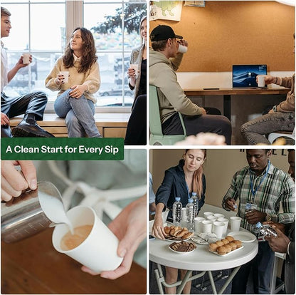 16 oz Coffee Cups Disposable White Paper Cups,180 Pack BPA Free Unbleached Disposable Cups, 300GSM Thickened Hot Cups, Leak Proof Drink Water Cups for Everyday Use Office Party Cafe Supply Essentials