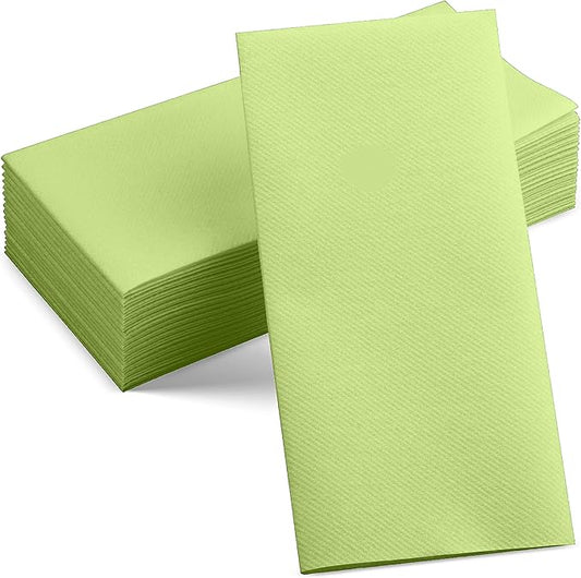 Disposable Linen-Feel Light Green Napkins, 12" x 17" Cloth-Like Paper Dinner Napkins For Wedding, Bathroom, Party Or Event, 50 Pack
