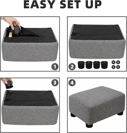 CAROLMADE Small Foot Stool Ottoman Footstool with Legs Under Desk Footrest for Living Room Bedroom and Office,Linen-Grey