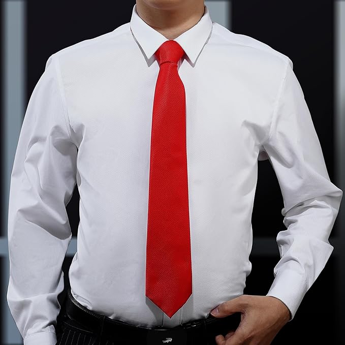 KOOELLE Men's Ties Solid Pure Color Plain Neckties Formal Black Ties For Men